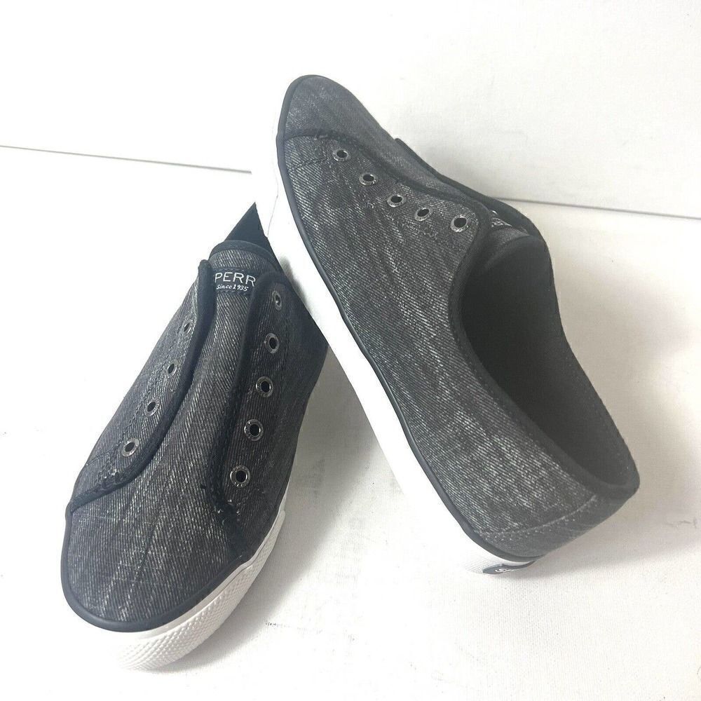 SPERRY Top-Sider Women's Size 9 Canvas Sneaker Flats Gray Slip On Comfort Casual